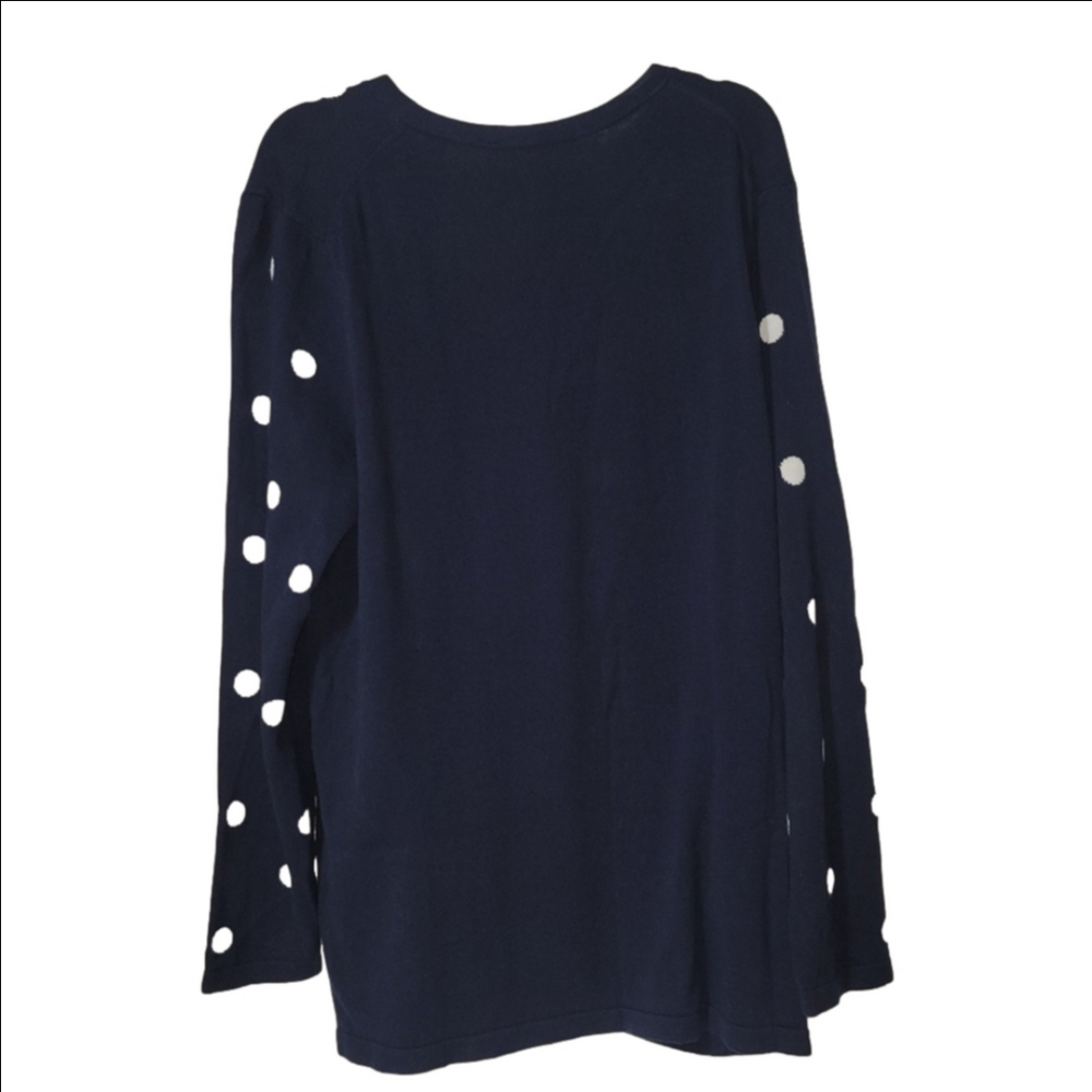 TOMMY HILFIGER Cotton Navy With White Polka Dots V-neck Sweater Size XL - Picture 2 of 9